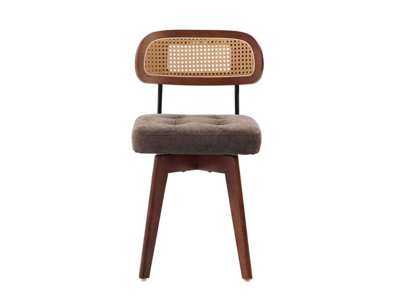  Lot de 2 chaises de salle à manger pivotantes 360° en chenille et rotin tressé homvra  - Conforama A