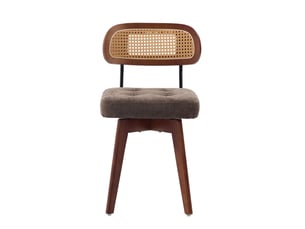Lot de 2 chaises de salle à manger pivotantes 360° en chenille et rotin tressé homvra