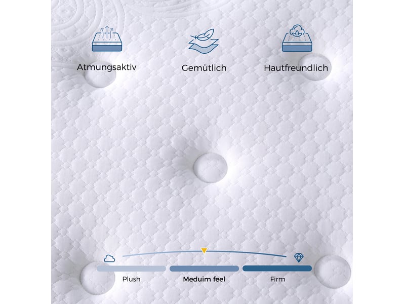  Matelas 90x200 cm h3 à ressorts ensachés 7 zones, mousse confort 25 cm, certifié oeko-tex® pour un sommeil serein  - Conforama E