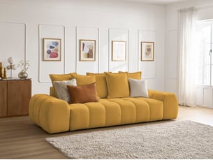 Canapé droit fixe BOBOCHIC EVEREST 3 places Tissu jaune