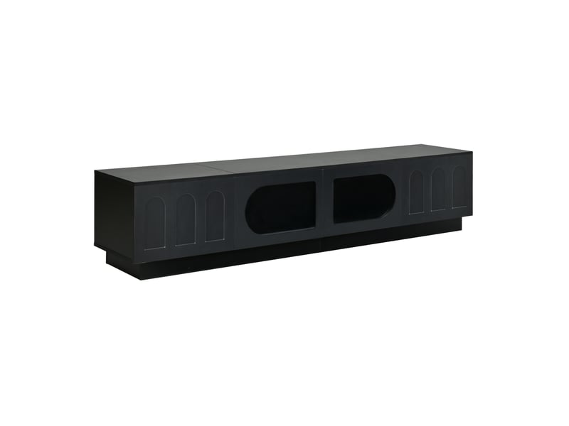  Meuble tv 4 portes avec led pilotée par application 200x40x42 cm noir  - Conforama R