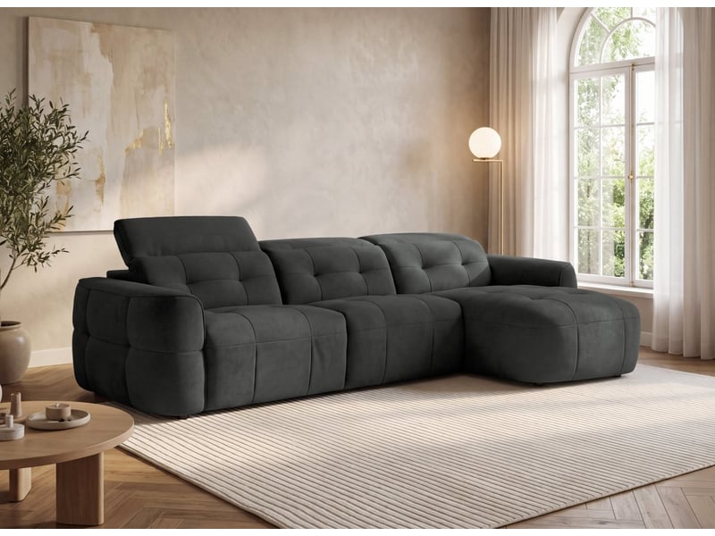  Canapé d'angle relax électrique en tissu gris ferdinand - angle droit KM7935-3M-GRI - Conforama B
