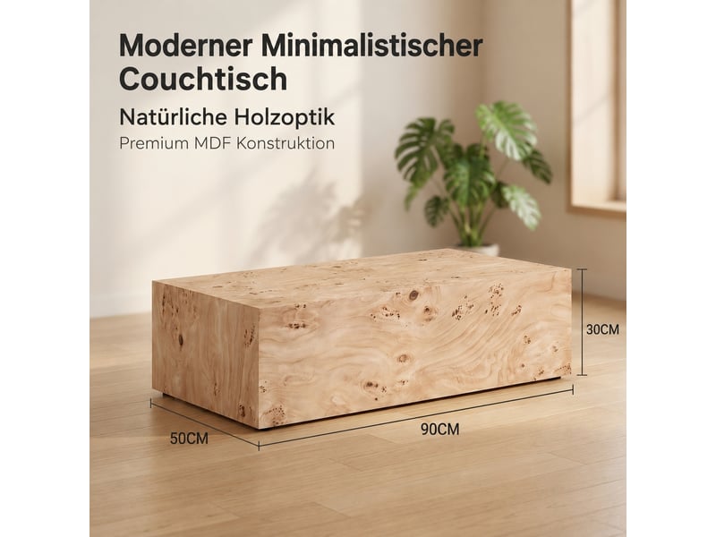  Table basse minimaliste polyvalente - lpospi - plateau lisse facile à nettoyer en mdf aspect bois  - Conforama D