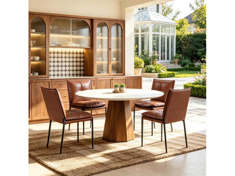  Lot de 4 chaises de salle à manger avec dossier rembourré, marron et noir  - Conforama C