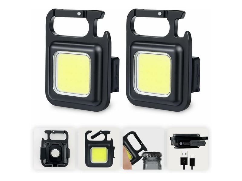  2pcs mini led travail lampes d'inspection rechargeable 500 lumens magnétique lampe de travail portable petites porte-clés lampes de poche  - Conforama A