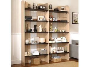 Bibliotheque coloris bicolore 5 étagère(s) OKWISH - 25 cm x 160 cm