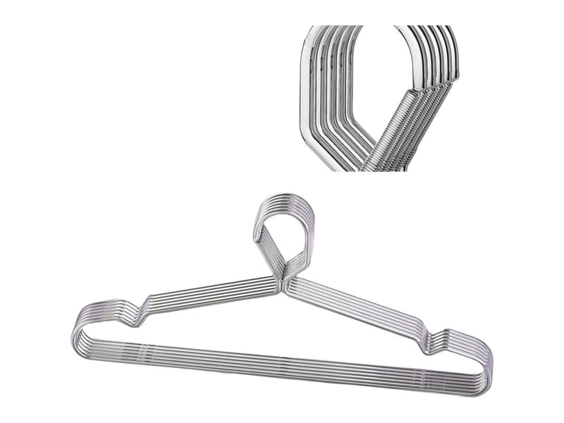 Lot de 10 cintres à verrouillage en fil de 16,5 pouces 4 mm avec crochets verrouillables en acier inoxydable, minces et résistants, anti-vent, à fermeture facile, en métal, gain de place, pour - Conforama A