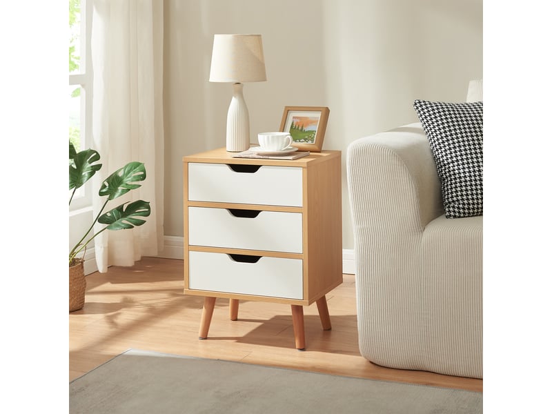 Table de nuit bordkak 55 x 40 x 30 cm effet chêne blanc [en.casa]  - Conforama C