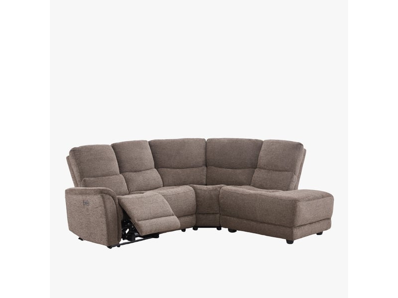  Canapé d'angle relax électrique en tissu marron - angle droit  - Conforama C