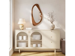 Miroir mural décoratif 91,5 x 45 x 3 cm – naturel – forme organique avec crochets métalliques