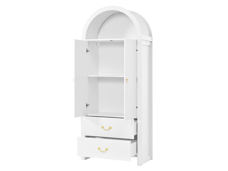 Buffet haute avec led pilotée par application 76x38x180 cm blanche - Conforama E