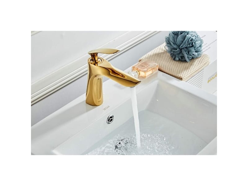  Robinet de lavabo pour salle de bain mitigeur en laiton fini or chrome doré mitigeur avec lavabo - doré  - Conforama C