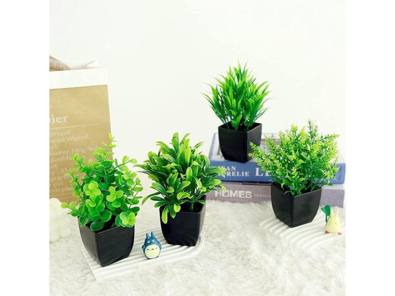  Plantes artificielles, petites plantes artificielles noires, accessoires de salle de bain, pour la maison, le bureau et la décoration intérieure.  - Conforama E