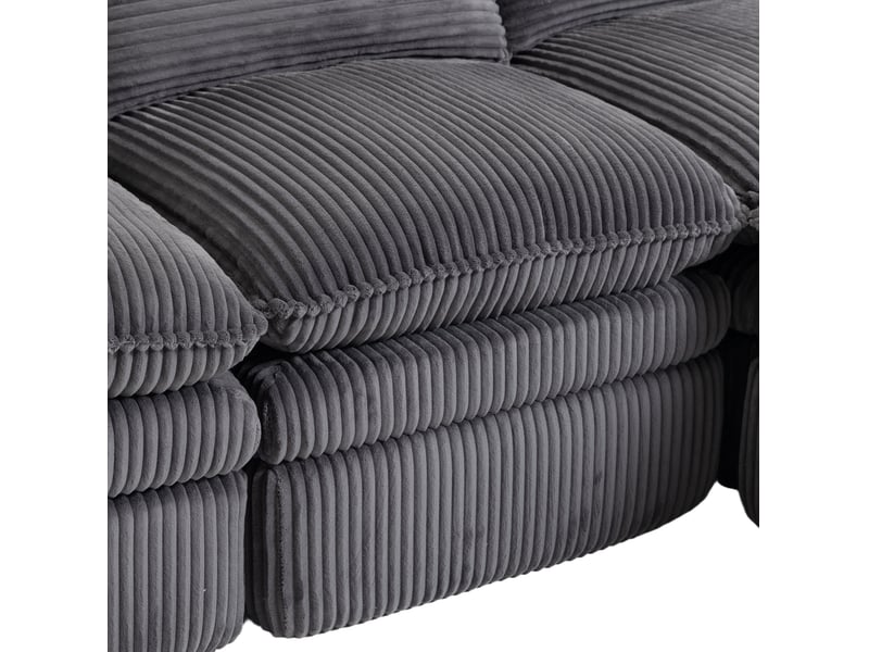  Canapé droit 2 pl 191x94x85 cm, velours côtelé gris foncé, coussins, poches latérales, confortable, pour salon et bureau  - Conforama E