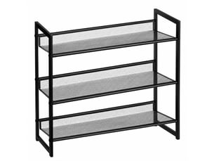 Etagère meuble à chaussures à 3 niveaux en métal grillagé noir,capacité 9 paires - longueur 64 x profondeur 23 x hauteur 59 cm