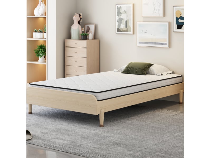  Matelas à ressorts ergonomique h3 avec soutien lombaire pour lit et canapé-lit en tissu et métal blanc 90 × 190 cm  - Conforama C