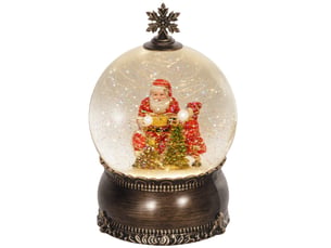 Boule à neige de noël avec musique et lumières, scène du père noël et de l'enfant, pour décoration de noël, cadeau de fête, bronze