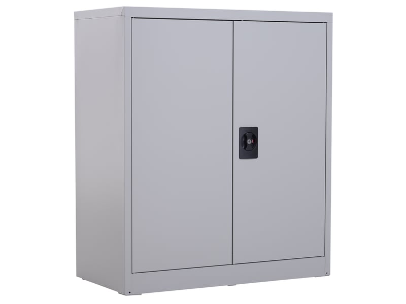  Armoire de bureau métallique, 80 x 40 x 92,5 cm, meuble de rangement en acier avec serrure, gris, étagère réglable  - Conforama W