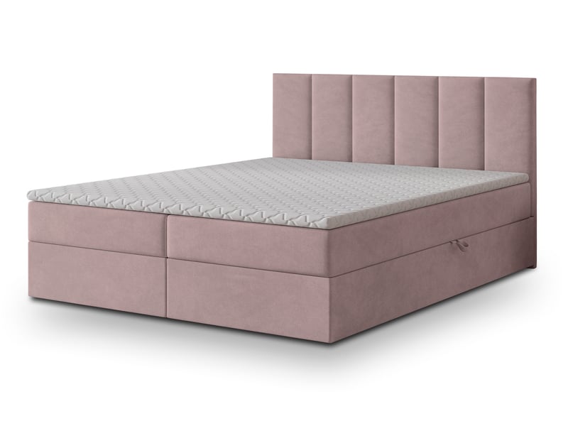 Boxspring meril 200x200 cm, lit complet avec matelas, rose - Conforama A