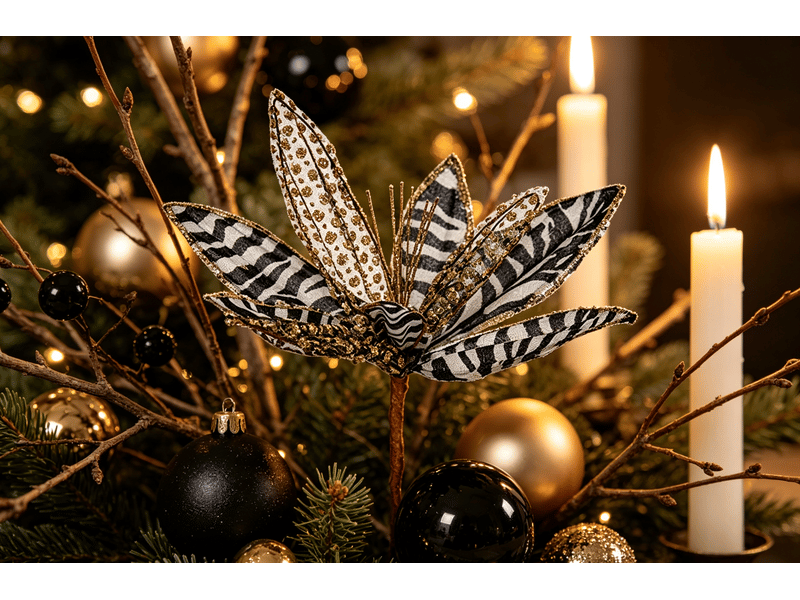  Fleur décorative de noël krist+ blanc noir 25 x 27 x 25 cm S3611613 - Conforama C