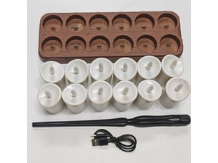 Lot de 12 bougies chauffe-plat led rechargeables sans flamme avec télécommande, minuterie et base de charge, décoration halloween, baguette magique, marron et blanc
