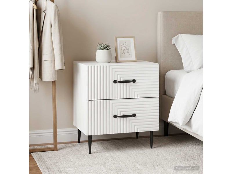  Table de chevet - cabinet de chevet - table de nuit 2 pièces blanc brillant 43 x 34,5 x 47,5 cm  - Conforama C