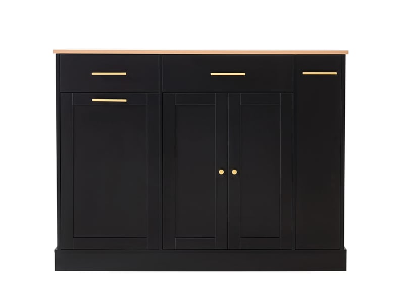 Îlot de cuisine 120x70x91,5 cm plateau rabattable panneau de particules noir et naturel - Conforama B