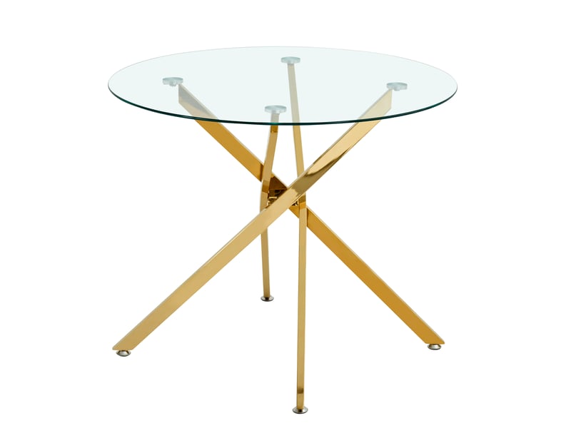  Table à manger ronde 80 x 80 cm pour 2 à 4 personnes avec plateau en verre trempé  - Conforama D