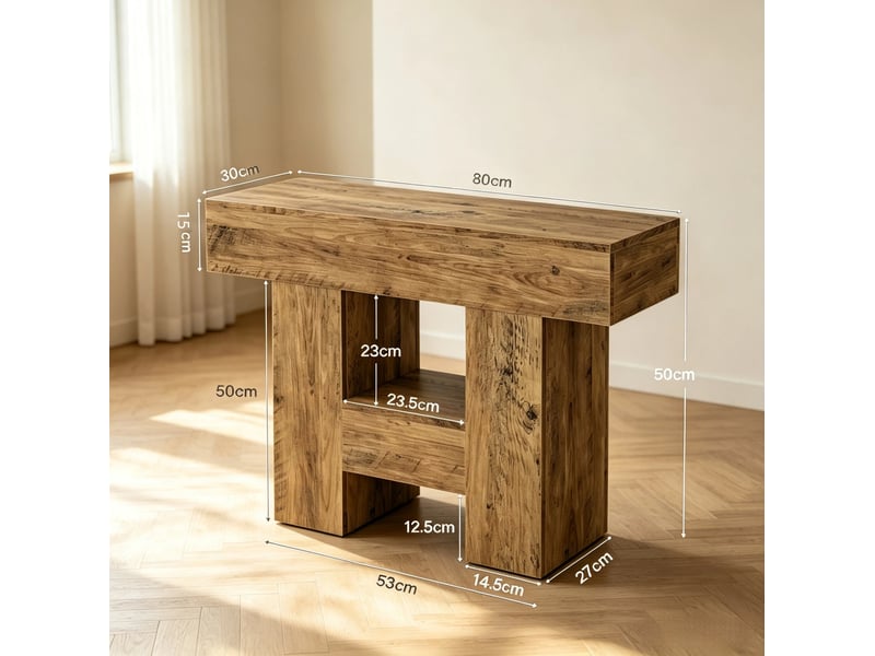 Table d'appoint 80x30x65 cm avec rangement ouvert mdf marron - Conforama E