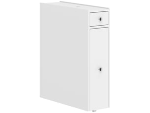 Meuble salle de bain étroit - meuble wc 2 tiroirs coffre - blanc