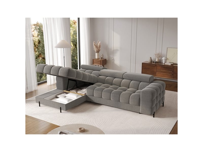 Canapé d'angle gauche convertible gris foncé confort premium 285x99x181cm filtro - Conforama C
