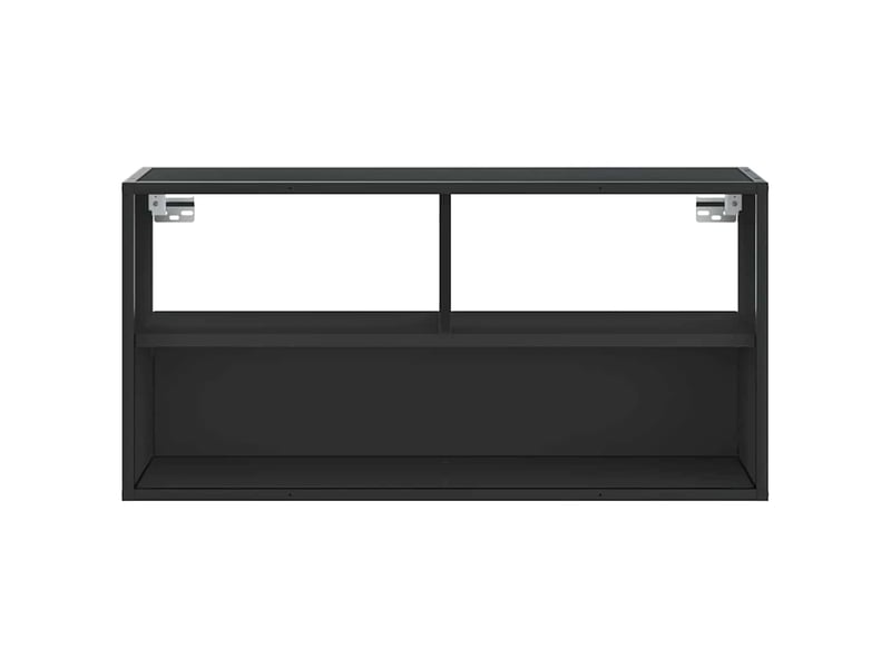  Meuble tv - banc tv - meuble de rangement noir 80x31x39,5 cm bois d'ingénierie et métal  - Conforama D