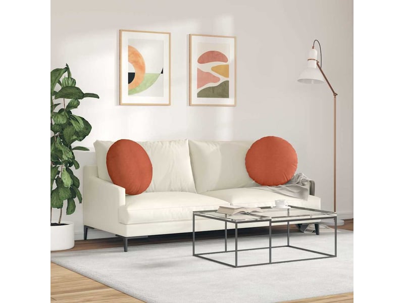  Lot de 2 coussins de siège, coussins décoratifs tissu en velours côtelé rouge orange cf59813  - Conforama D
