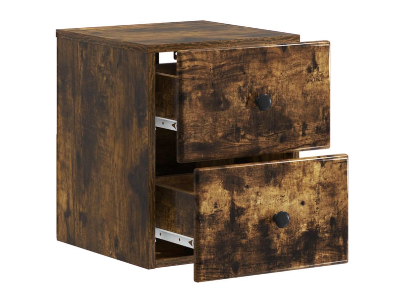  Table de chevet - cabinet de chevet - table de nuit mural chêne fumé 34,5 x 33 x 40 cm  - Conforama C