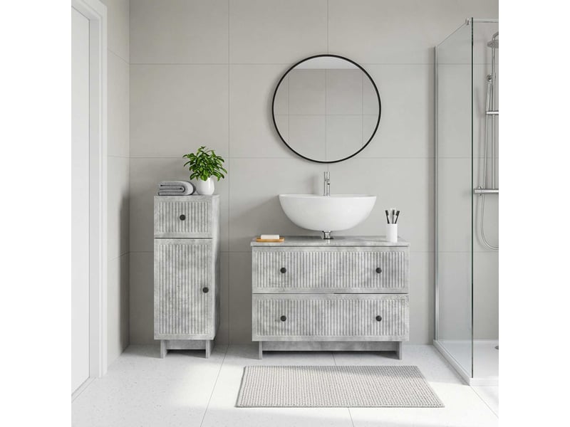  Ensemble de 2 meubles de salle de bain ede gris béton cf63145  - Conforama B