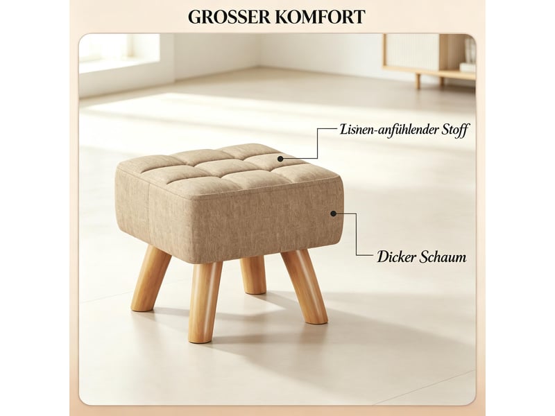  Pouf carré rembourré capitonné tissu marron clair 27 x 27 x 26 cm T5828P543240 - Conforama D