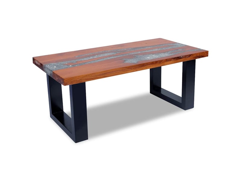  Table basse - table de salon - table à thé teck résine 100x50 cm  - Conforama E