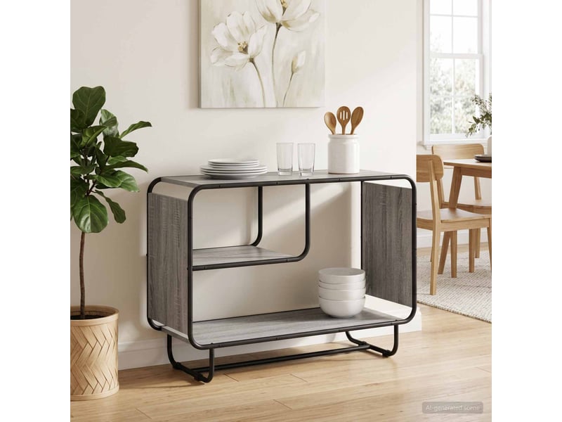  Buffet salon, buffet de rangement sonoma gris 93.5x37.5x64.5 cm bois d'ingénierie  - Conforama B