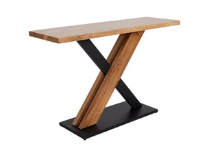 Console d'entrée en bois d'acacia marron avec pieds en fer 120x40x80h cm
