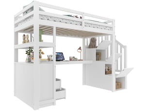 Lit mezzanine 90x200 cm SWEIKO coloris blanc
