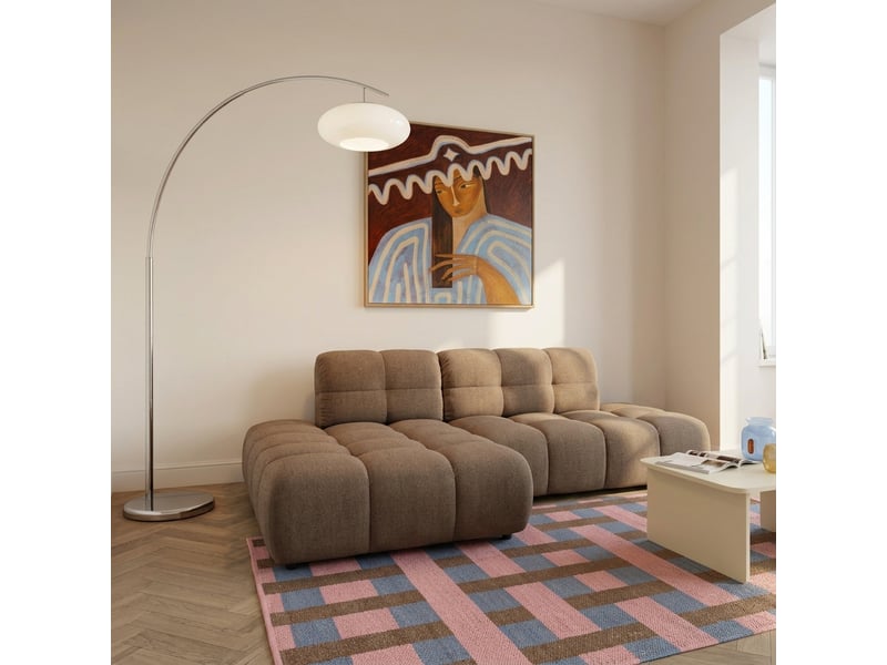 Canapé d'angle gauche convertible almera 4 places tissu taupe - Conforama B
