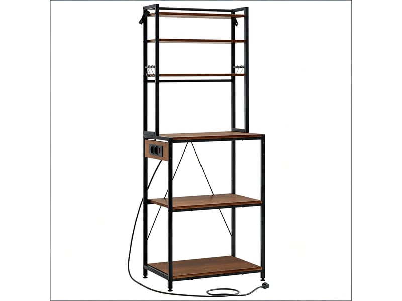  Station café giga, étagère cuisine avec prises, meuble de rangement et espace de travail compact  - Conforama A