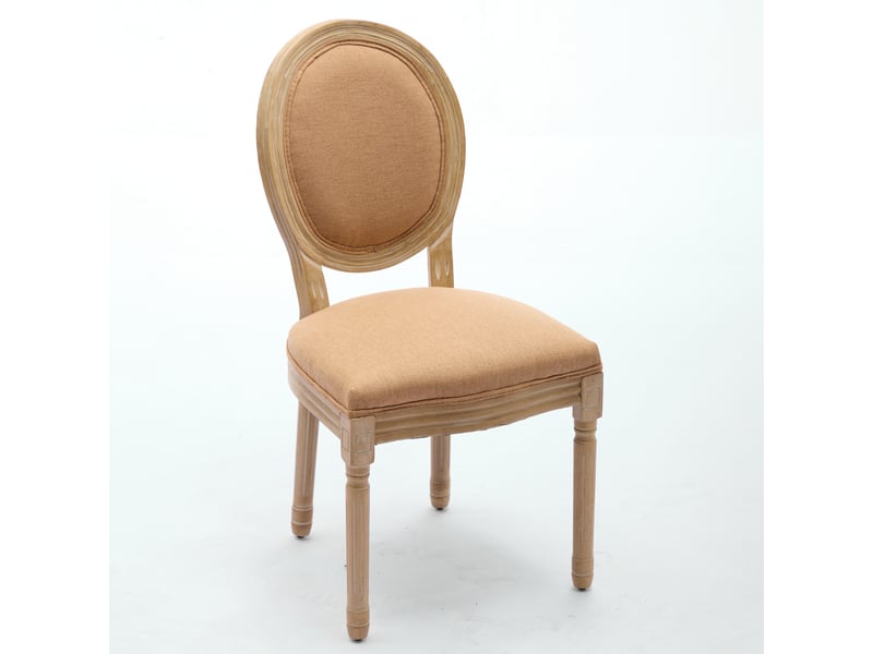  Lot de 2 chaises de salle à manger en lin tan, pieds en bois massif W3223P520422 - Conforama B