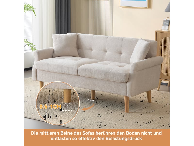  Canapé 2 places tissu chenille moderne canapé double compact avec coussins épais pour petit salon et appartement  - Conforama E