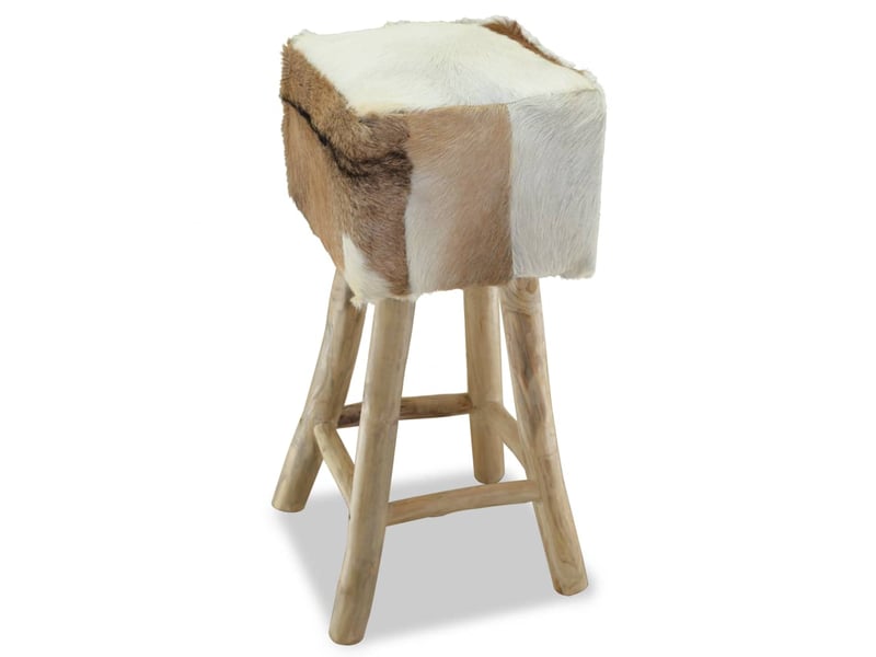  Tabouret de bar, chaise de bar cuir de chèvre et bois de teck solide shl5284  - Conforama B