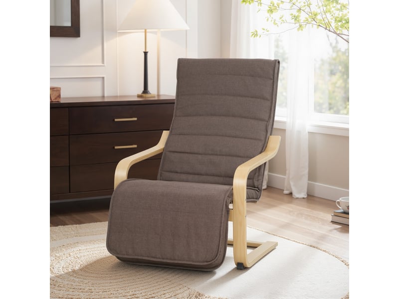  Fauteuil luxe confort et relaxation avec repose-pied réglable 94 x 66,5 x 100 cm cm bois massif marron  - Conforama A