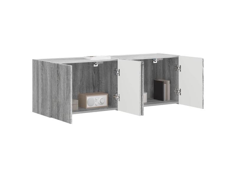  Meuble tv - banc tv - meuble de rangement mural 2 pcs gris sonoma bois d'ingénierie  - Conforama C