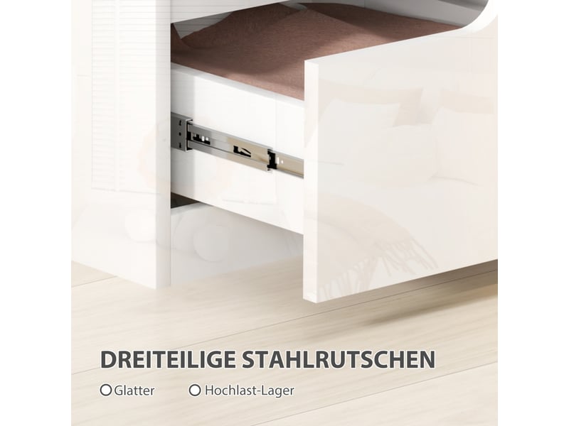  Table de chevet avec 2 tiroirs de rangement pour chambre en panneaux de particules 40×40×48 cm blanc brillant  - Conforama D