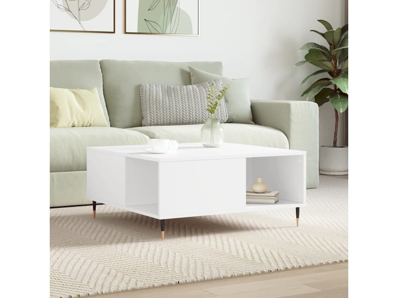  Table basse | table d'appoint salon blanc 80x80x36,5 cm bois d'ingénierie shl2476  - Conforama B