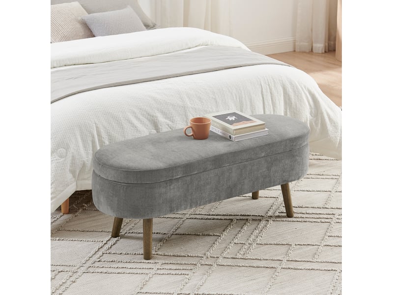  Banquette de rangement tcqpz 110 x 40 x 42 cm coffre 20 l en tissu chenille gris foncé  - Conforama E